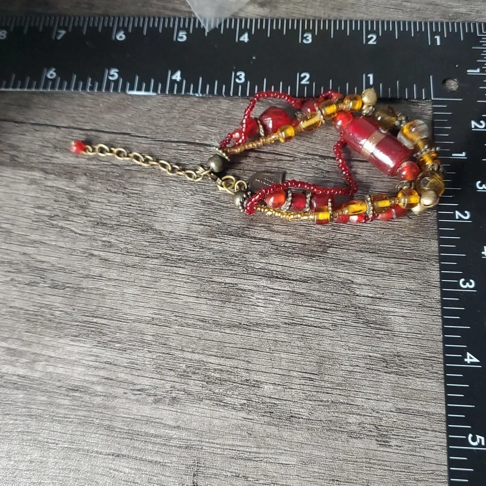 City Gypsies Elegant Red and Gold Beaded Bracelet‎ B3025